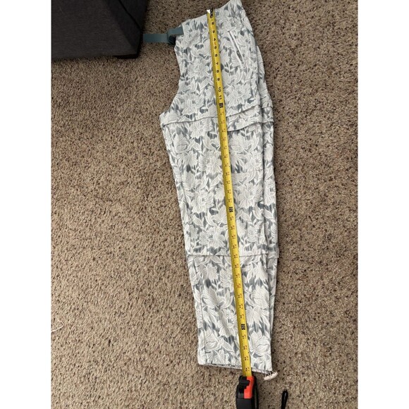 Athleta Trekkie Convertible Hiking Pants Size 14 Green Lace Detail Zip Off Capri - Picture 8 of 10
